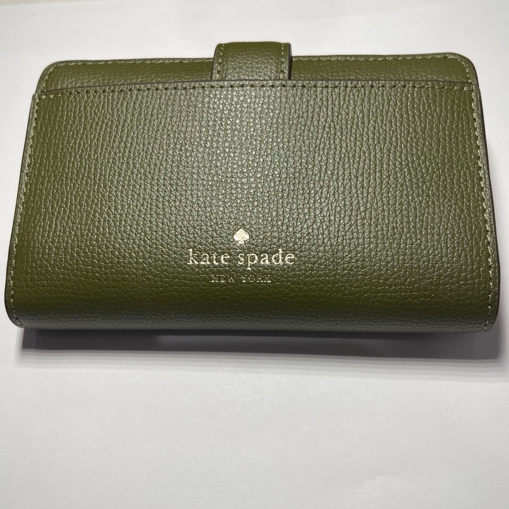 Kate Spade Phoebe Refined Grain Leather Medium Wallet Seaweed / Green NWT - Picture 5 of 9